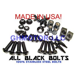 GHMotor Complete Fairings Bolts Screws Fasteners Kit Set Made in USA for 1988 1989 1990 1991 1992 1993 1994 1995 1996 1997 KAWASAKI 600R - Black