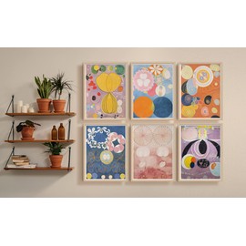Hilma Af Klint Wall Decor - Modern Abstract Paintings, Vintage Wall Art for Living Room Decor, Kitchen Decor, Bedroom Decor, Premium Modern Gift for Mom Home Decor - Pack of 6 Gift Art (8X10 inches)