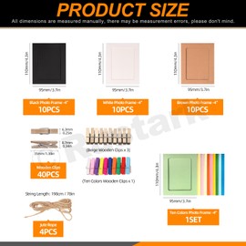Rustark 84Pcs 4.3x3.7Inch/11x9.5CM Paper Picture Frames Cardboard Picture Frame Cardboard Photo Easels Paper Photo Frame DIY Cardboard Photo Frame with Wood Clip and Jute Twine for Wall Decor Craft