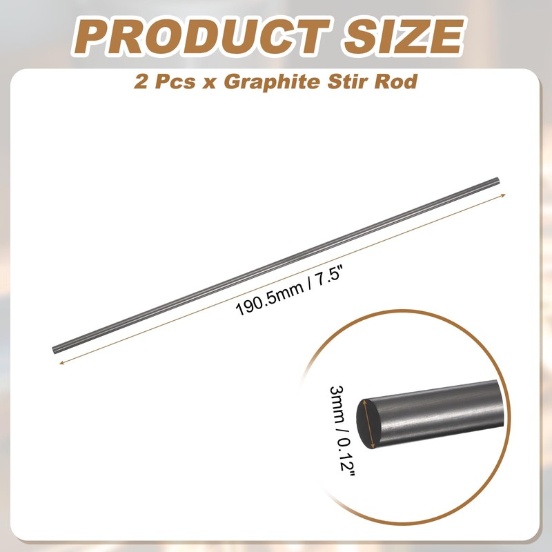 PATIKIL グラファイト撹拌棒 直径0.12"(3 mm) 長さ7.5"(190.5mm) グラファイトるつぼ用インゴット溶解鋳造用 2本入り