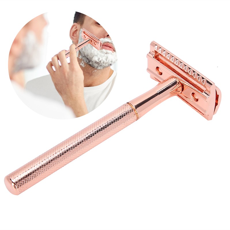 Men Manual Razor Zinc Alloy NonSlip CloseFitting DoubleSided Blade Shaving