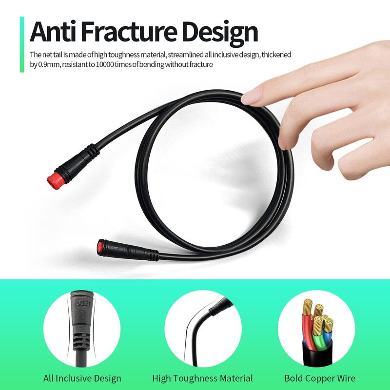Ebike Extension Cable 2/3/4/5/6 Pin Waterproof Plug Female to Male