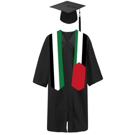 SNUWITH Palestine Flag Graduation Sash/Stole/Scarf 180X13CM Double Sided for Study Aboard International Students Graduation Decoration Item Gift