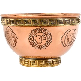 Seven Chakras - tazón de cobre de 3 pulgadas, ideal para uso en altar, uso ritual, quemador de incienso, tazón de difuminación, tazón de decoración, tazón de oferta - New Age Imports, Inc. (siete