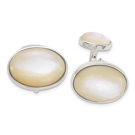 925 Sterling Silver Oval Mother of Pearl Cuff Links