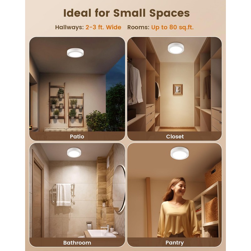 SURAIELEC Rechargeable Ceiling Light with Wall Switch, 8000mAh Battery Ceiling