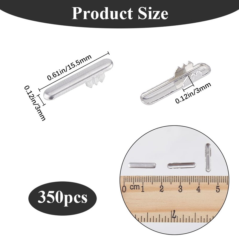 GORGECRAFT 350pcs Elastic Cord Ends Silver Metal Stainless Steel Folding