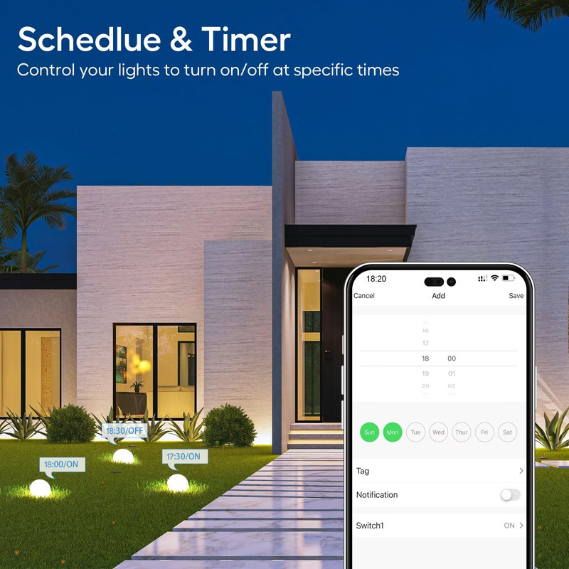 Eva's Light Smart Dimmer Plug, WiFi Outdoor Smart Plug, IP65