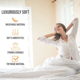 Abeero Home King Size Sheets Set Cooling - Luxury Hotel Sheets - Soft Bed Sheets with Elastic Corner Straps - Deep Pockets Microfiber Bedsheet - Bedding Sheets & Pillowcases - 4 Piece (King, White)