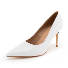 heelchic Stiletto Heels for Women Pointed Toe High Heels Slip-on Pumps Closed Toe Heels Wedding Dress Pumps White8