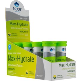 Trace Minerals Max-Hydrate Immunity - Electrolyte Drink Supplement for Immune Health & Hydration Support - Vitality Supplement to Aid Muscle Cramp Relief - Lemon Lime, 8 Containers (80 Servings)