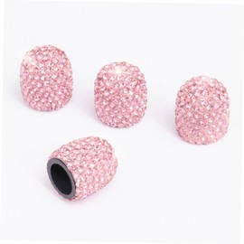 Ciieeo Set de 5 Piezas de Cubre Boton de Encendido y Tapas de Válvulas de Neumáticos en Rosa Estructura de Hilo Giratorio y Decoración Gemas para Automóviles