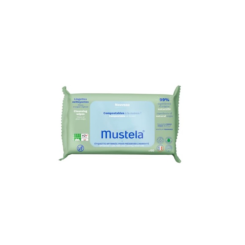 Mustela Scented Compostable Swaddles, 100% Vegetable Lyocell Fibres, Body and