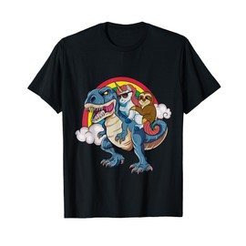Magical Unicorn & Sloth Riding A Dinosaur Rainbow T Shirt T-Shirt