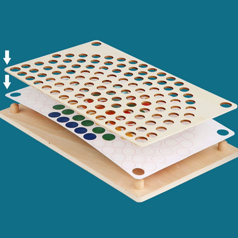 Wooden Peg Board Beads Game Educational Rainbow Clip Beads Puzzle