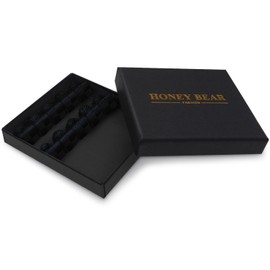 HONEY BEAR 5 Pairs Mens/Women Silk Fabric Knot Twisted Cufflinks Set, for Shirt/Dress Business Wedding Accessories,Square Shape (Black with box)