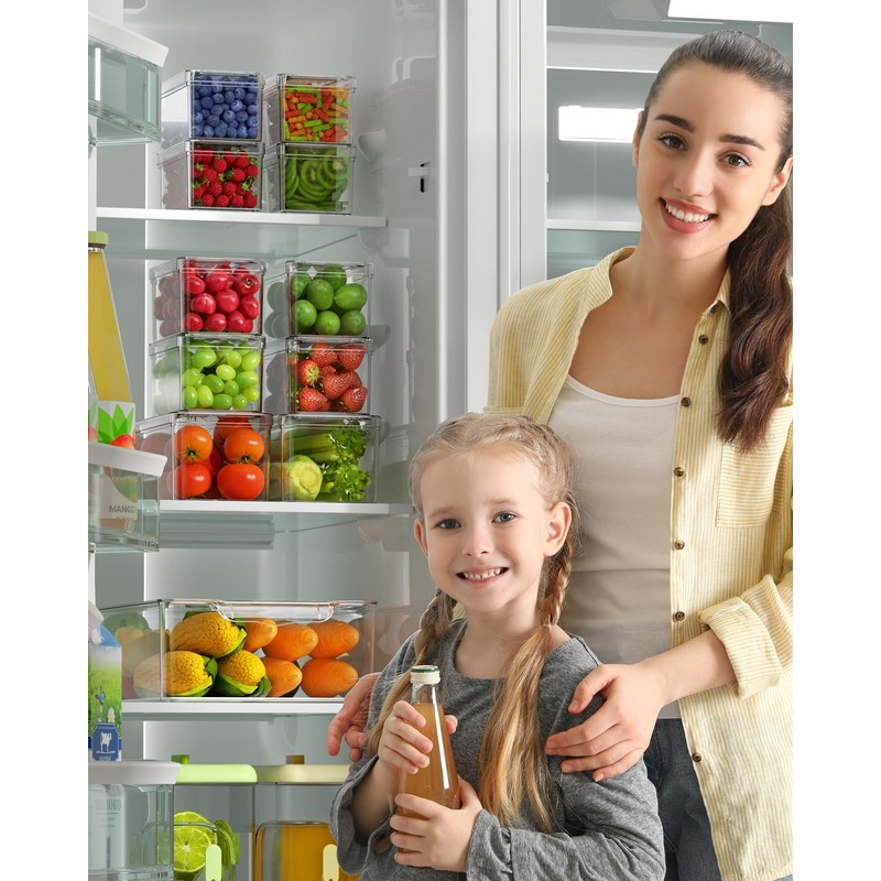 KEMETHY 11 Pack Refrigerator Organizers and Storage, Stackable Fridge Organizer