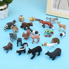 ONEST 22 Pieces Forest Animal Figures Toys Figurines Playset Realistic Wild Animals Figurines Jungle Animals Figurines Hand Painted Tiny Animal Toys for Kids Adults