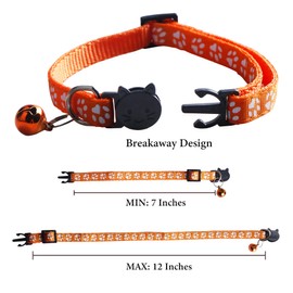 D-buy Cat Collars, Cat Collars with Bell, Breakaway Cat Collars, Reflective Cat Collars, Nylon Cat Collars with Bell, Collars for Cats, Collars for Puppies (2 Black + 2 Orange)