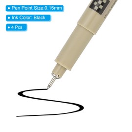 PATIKIL Micro Pen Fineliner Pens, 4Pcs 0.15mm Fine Point Drawing Pens Waterproof for Archival Artist Calligraphy Illustration Journaling Sketch, Black