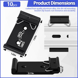 Hicarer 10 Pcs Din Rail Mount Clip 1.08 Inches Width Snap in Din Rail Universal Mounting Brackets Fixed Clamp, Black Aluminum Alloy Relay Clip for 35mm Switches and Injectors