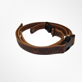 Fully Involved Leatherworks Firefighter Stitched Leather Fire Helmet Chin Strap - Color: Rustic Brown w/ Black Stitching
