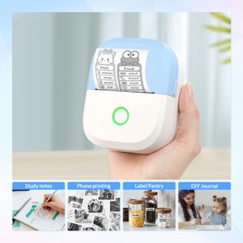 mafiti Mini Printer Sticker Printer Portable Thermal Inkless Printer Wireless Sticker Lable Printer Pocket Bluetooth Phone Printer for Study Notes Pictures Photos Scrapbook Journal Sticky Label