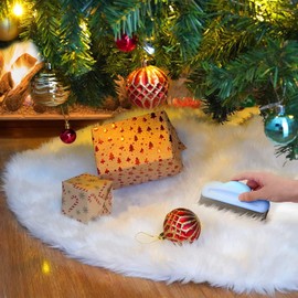 TAGNEFLOR Falda del árbol de Navidad, Piel Sintética Faldas de árbol,Falda de árbol de Navidad Blanca,Vestido para Decorar el Árbol Navideño,Decoración Festival para Navidad (Blanco Puro, 78cm)