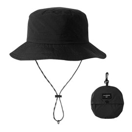 GWAWG 1 x Bucket Hat for Women Men's Packable Sun Hat Women Waterproof Nylon Foldable Travel Beach Hat Wide Brim UV Protection Summer Hat, black