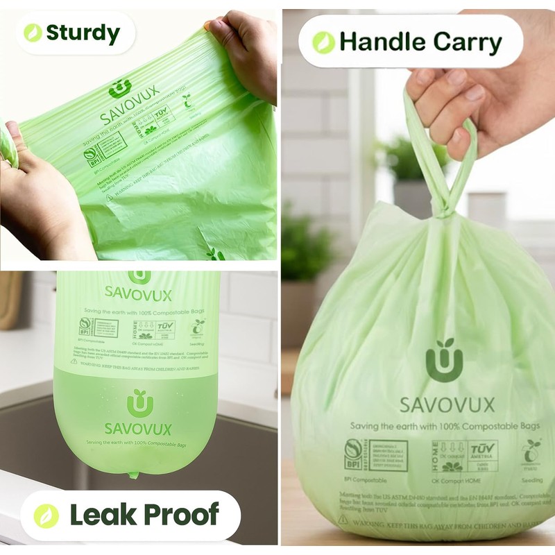 1.6 Gallon Compost Bags with Handles, Small Kitchen Food Scrap