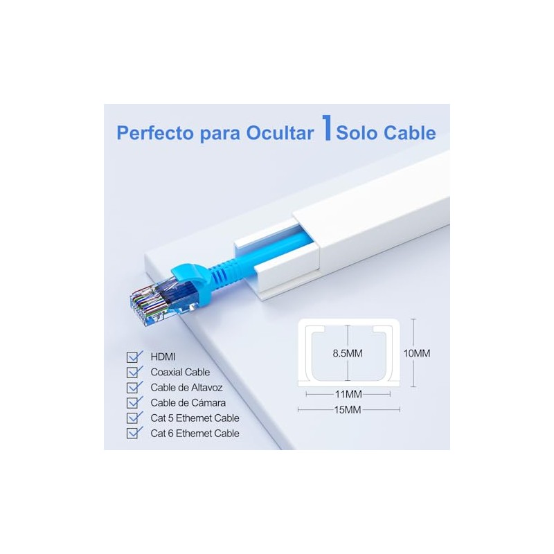 Yecaye Canaletas para Cables Pared de 2.88 m, Cubre Cables