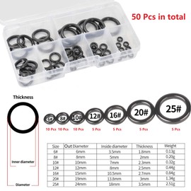 vesaneae 50Pcs Ceramic Fishing Rod Repair Kit, 7 Sizes(6-24mm) Fishing Rod Guides Rings, Fishing Rod Eyelet Repair with Plastic Box for Fishing Pole Eyelets Replacement