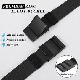 SANSTHS Mens Belt 1.5", Casual Web Golf Ratchet Belts for Men, Stretch Nylon Work Belts with Flip Top Buckle, Black