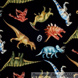 Timeless Treasures Fabric BonEful Fabric FQ Cotton Quilt Large Black Dinosaur Pattern Print Boy Print Baby