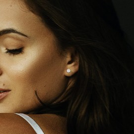 8mm Classic Brilliant Round Cut CZ Sterling Silver Stud Earrings, Sterling Silver 925, 14ct Rose Gold, 14ct Gold (14CT ROSE GOLD)