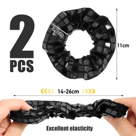 BOOMTOP Pack of 2 Glitter Hair Bobbles Hair Scrunchies New Year's Eve Christmas Metallic Hair Accessories Elastic Hair Bands Black Ponytail Hair Bobbles for Birthday Carnival Theme Party Women Girls