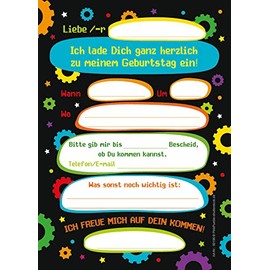 12 Invitations for 5th Children's Birthday Boys Boys Robot Robot