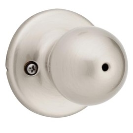 Weiser Yukon Satin Nickel Door Knob, Interior Door Handles/Privacy Knobs for Bedroom and Bathroom Doors, Keyless Bathroom/Bedroom Door Lock, Traditional Home Décor