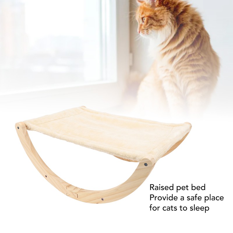 Wooden Cat Hammock Foldable Antislip Easy To Assemble Elevated Pet