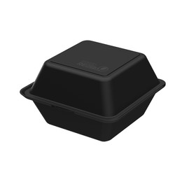 elastoREuse Burgerbox Take Away Packaging - Food Container to Go Lunch Box Sustainable Reusable Tin 1.2 L Dishwasher Safe (Plain Black)