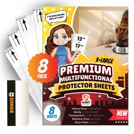 8-Pack - Clear Wall & Door Protector from Dog Scratching - Anti Cat Couch Guard Plastic Sheets, Furniture Self-Adhesive Removable Sticky Tape, Transparent Thick Sofa Scratch Deterrent Frame Cover Film | Shiny Hero