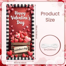 Happy Valentines Day Door Cover Red Heart Love Romantic Front Door Cover Decorations Valentines Day Door Banner Sign Hanging Backdrop Holiday Decor for Indoor Outdoor Wall Home Party Supplies 35x71in