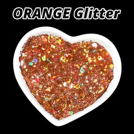 HTVRONT Holographic Chunky Orange Glitter - 100g/3.53oz Mixed Glitter for Resin, Craft, Nails, Makeup & More
