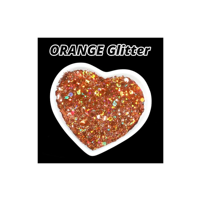 HTVRONT Holographic Chunky Orange Glitter - 100g/3.53oz Mixed Glitter for