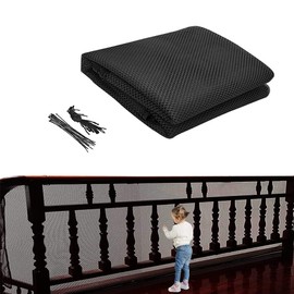Balcony Safety Net ZUKENON 10 X 2.5ft Balcony Banister Rail Balcony Pet Guard Safety Mesh Net Balcony Protection Net for Indoor & Outdoor (Black)