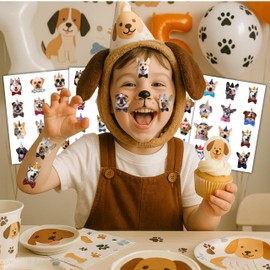 Funny Dog Temporary Tattoos – 50PCS Cute Woodland Birthday Party Favors and Understated Decorations for Kids
