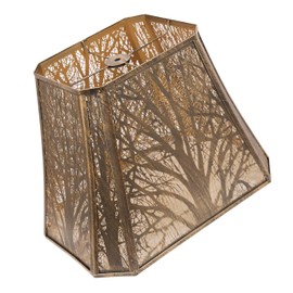 SWAIFDEE Etched Forest Metal Lampshade, Rectangle Large Lamp Shade Fitter Floor and Table Lamp Shade, 8" Top Diameter, 13.9" Bottom Diameter, 11" Height, Bronze and Gold