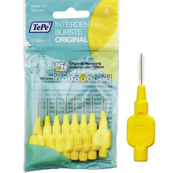 TePe Interdental Brushes Yellow Original 0.7 mm Pack of 8