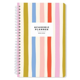 SWEETZER & ORANGE 2025-2026 Academic Planner – Student Planner for August 2025 to July 2026 – Weekly & Monthly Layout – Sturdy Cover & Stickers – Multicolor Stripes Design – 5.5” x 8.5”