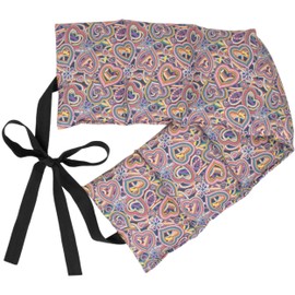 Organic Spelt Cushion 7 Chamber with Ribbon, 65 x 15 Organic Fabric "Psychedelic Heart" - Heat Belt, Long Cushion for Tying Back